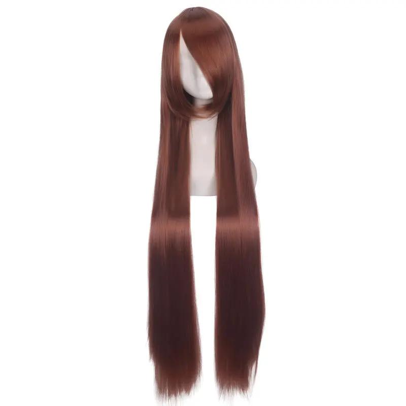 100cm Colored Straight Bangs Women's Synthetic Wig Heat Resistant Fiber Multi Color Party Anime Roleplay Free Wig Cap
