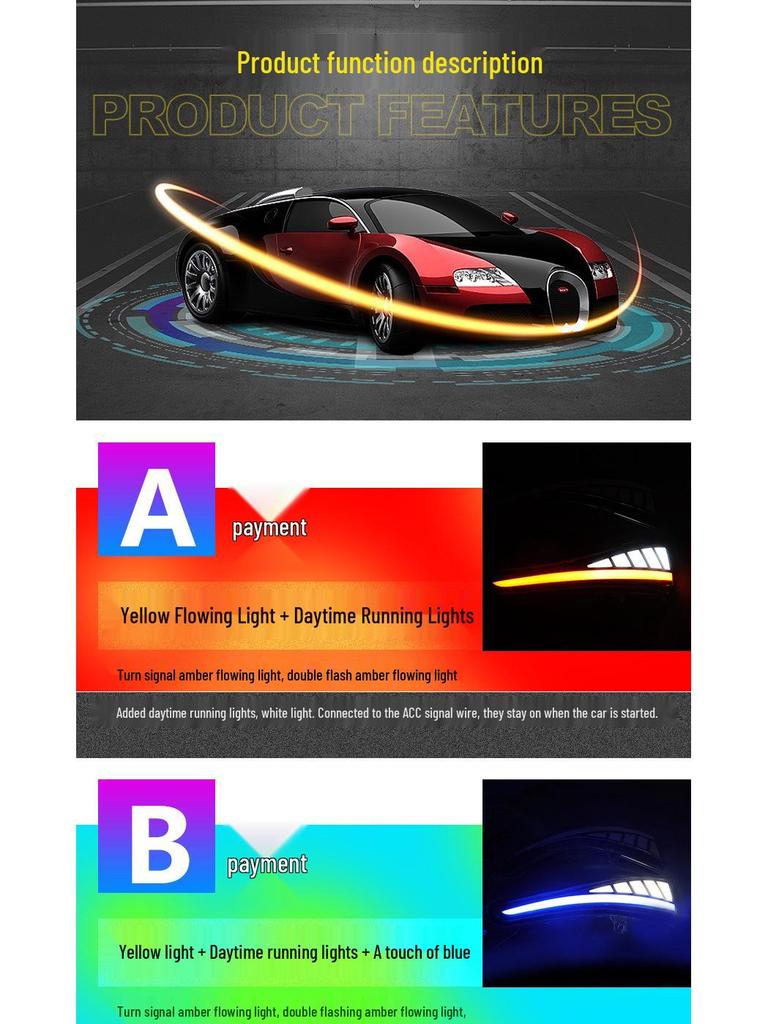 Infiniti Q30 Sequential Rearview Turn Signal Light with Blue DRL & Dragon Scale Design.