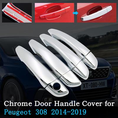 Chrome Car Door Handle Cover for Peugeot 308 T9 SW GT 2014~ Car Covering Trim Set Exterior Accessories 2015 2016 2017 2018