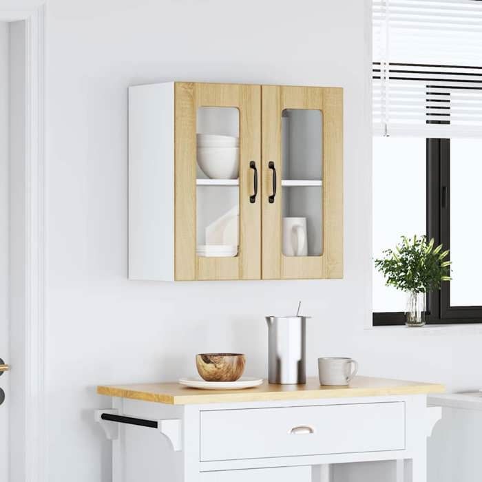 VidaXL Armoire murale de cuisine avec porte vitrée "Lucca" en chêne Sonoma 853910
