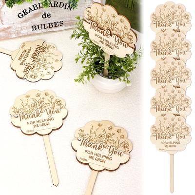 5 Pezzi Regali in Legno per Apprezzamento Insegnanti Porta Biglietti Grazie Per Avermi Aiutato a Crescere Etichette per Succulente Pali di Legno per Piante Etichette Insegnante