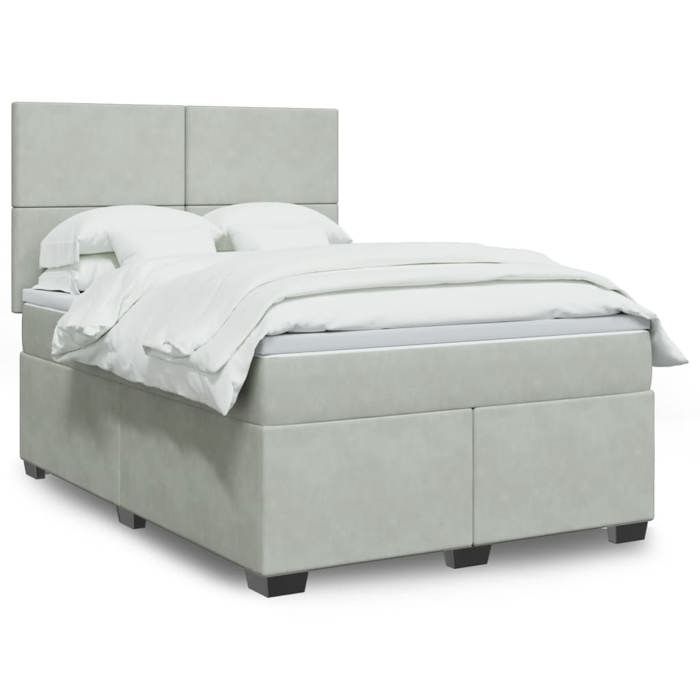 VidaXL Slat Bed Base and Mattress Light Grey 140x200cm Velvet 3293224