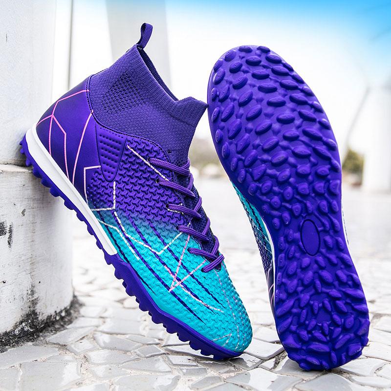 New Professional High Top Football Shoes Artificial Grass Leather Youth Students Training Soccer Shoes for Men And Women Sports