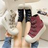 Fashion 8CM Wedge Heels Sneakers Canvas Shoes Women's 2024 Spring And Utumn New Fashion All Casual Thick Ventilate Soled Board Shoes