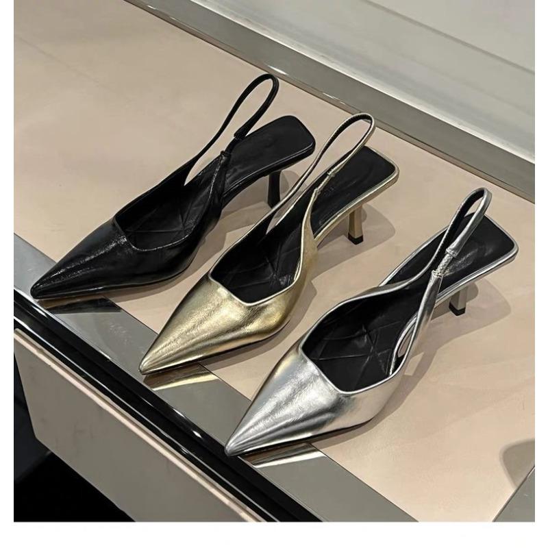 Fashion New High Heel Shoes Fashion Slip-on Women's High Heels Pumps Summer Solid Office and Career Sexy Pointed Toe Heeled Sandals