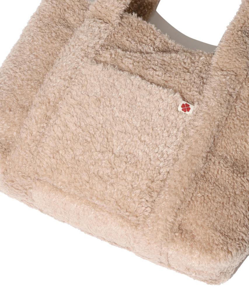 Covernat Woman Clover Heart Fluffy Medium Tote Bag Beige