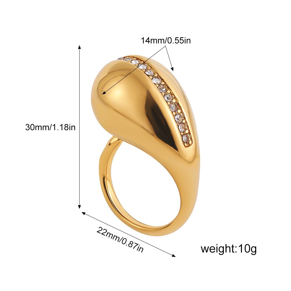 PVD Gros Waterdrop Multicolor Strass Inel Deschidebil Oțel Inoxidabil Perla Luciu Indie Inele Femei Bijuterii Vintage Designer