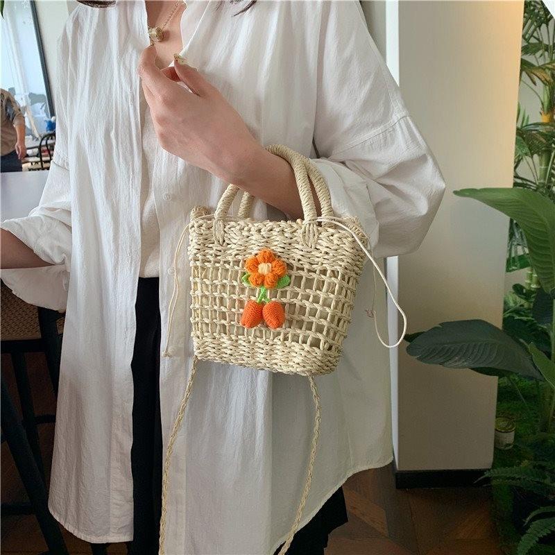 Adorable 2024 Mini Woven Straw Bag In Brown And Beige Ideal For Daily Outfits