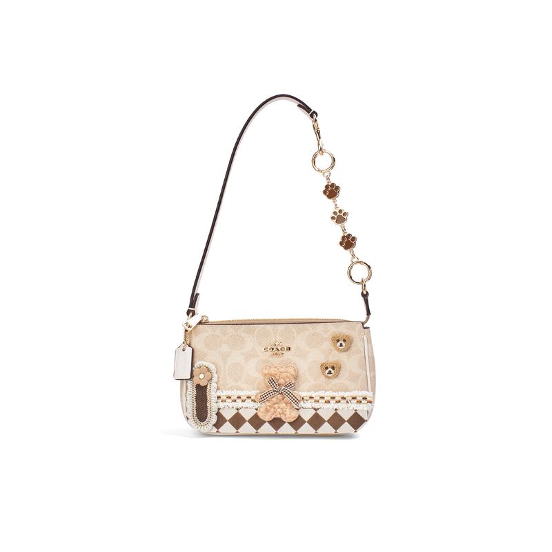 

COACH shoulder bag [Customized bag] Nolita 19 Xiong Yun Yage small flower embroidery patch exquisite and cute classic old flower zipper Xiong Yunyage коричневий