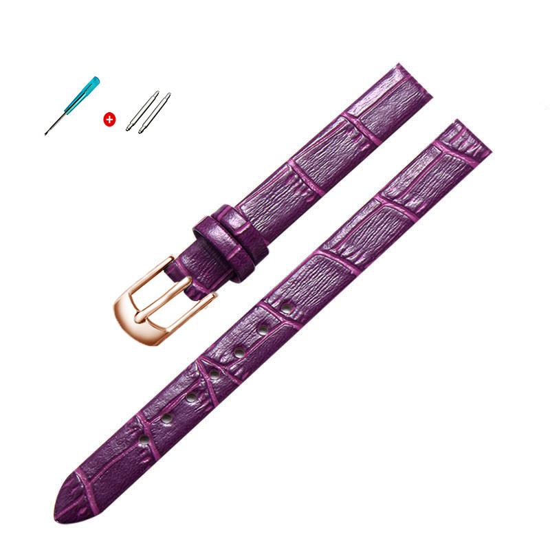 Qualität Uhrenzubehör Gürtel Damen Mädchen Vintage Uhrenarmbänder Echtes Leder Armband Uhrenarmband 8mm 10mm Roségold Dornschließe