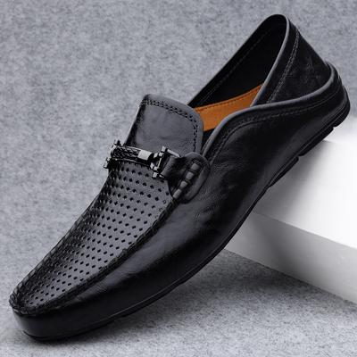 Aushöhlen Herren Fahrschuh Hochwertige Herren Luxus Slipper Atmungsaktive Herren Outdoor Schuhe Echtes Leder Herren Slip on Schuhe