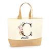 Cabas / Tote bag - PLANETEE - Claudie Lettre Fleur - jute naturel - multicolore - fabriqué en France