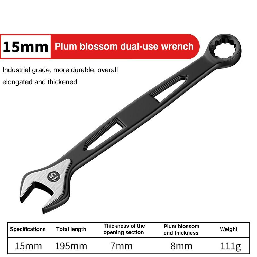 Durability High Carbon Steel Dual-use Spanner Hollow Out Extended Plum Blossom Wrench Thick Hand Tool For 6-15mm Screws