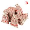 50PCS Christmas Gift Bags Drawstring Reusable Candy Bag Cotton Linen Bag Santa Sacks