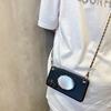 Mirror Stand Holder Soft Silicone Phone Cover For Samsung Galaxy S24 Ultra Plus Crossbody Leather Metal Chain Lanyard Back Case