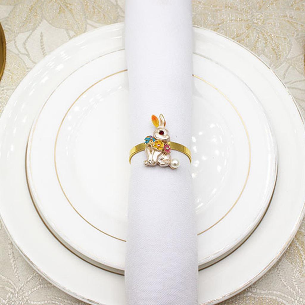 White Rabbit Napkin Buckle Alloy Napkin Rabbit Ring Table Decoration for Home Hotel Cafe Gold