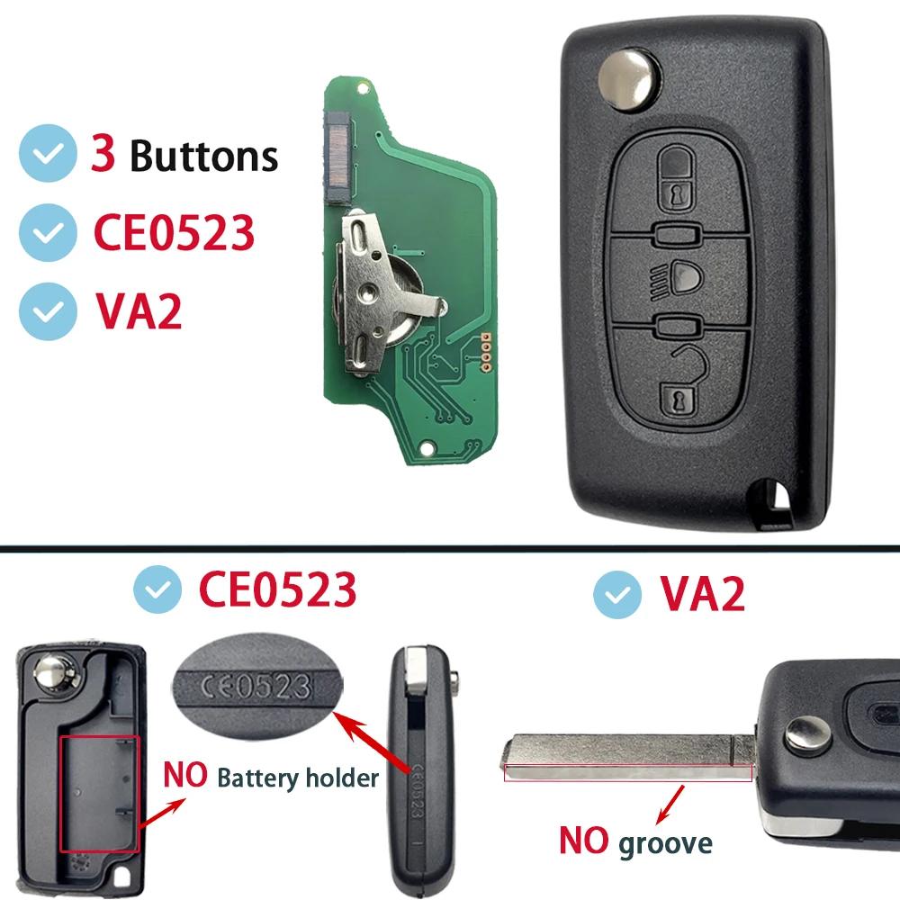 ASK FSK For Citroen C2 C3 C4 C5 C6 Xsara Berlingo For Peugeot 207 307 308 407 607 807 HU83 VA2 CE0536 CE0523 Flip-fjernkontroll bilnøkkel