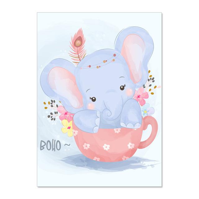 Cartoon Cute Animal Nursery Wall Art Canvas Painting Posters And Prints Wall Pictures Baby Kids Room Décor No Frame