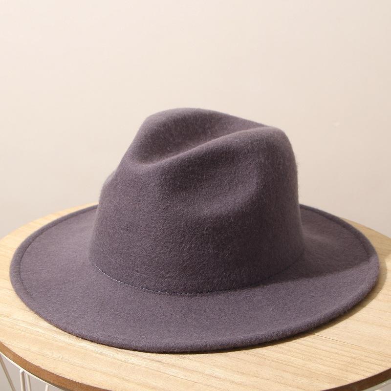 Show high-end bare top hat, women's wool, men's retro large-size jazz hat, red coffee camel, black gentleman's hat, felt hat.