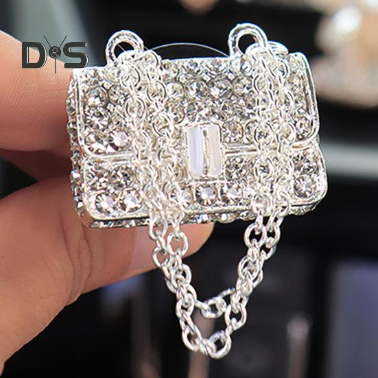 2 Stück Auto-Aromatherapie-Entlüftungsclip, luxuriöser Strass-High-Heel-Handtaschen-Lufterfrischer, Luftauslass-Dekorationsklemme, Auto-Innenzubehör