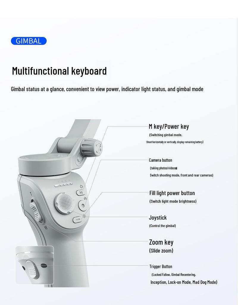 CYKE Three-Axis AI Face Tracking Gimbal & Selfie Stick with Anti-Shake Stabilizer for Live Streaming