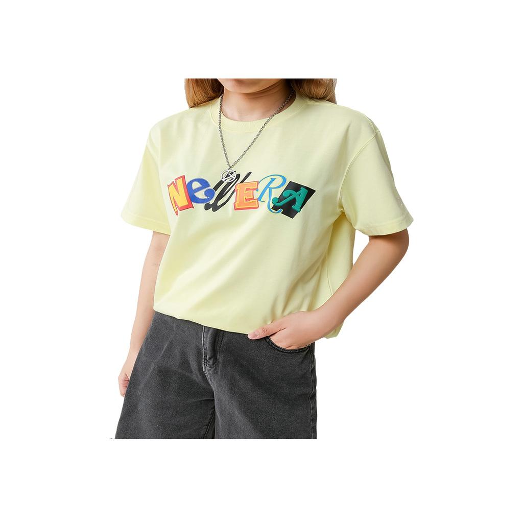 New Era Letter Print Classic T-Shirt Unisex tops Yellow Green 12354455
