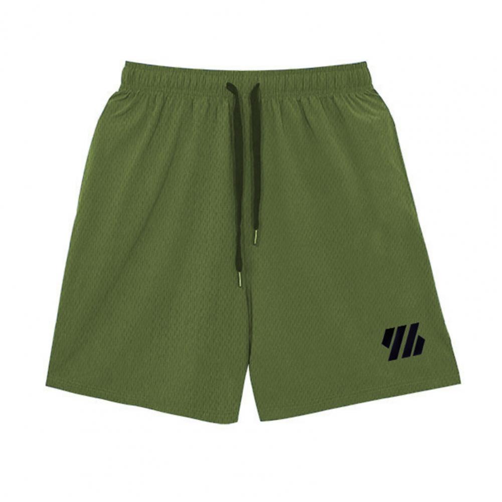 Men Summer Casual Shorts Elastic Drawstring Waist Fitness Quick-Drying Sports Shorts with Pockets Solid Color Wide Leg Shorts