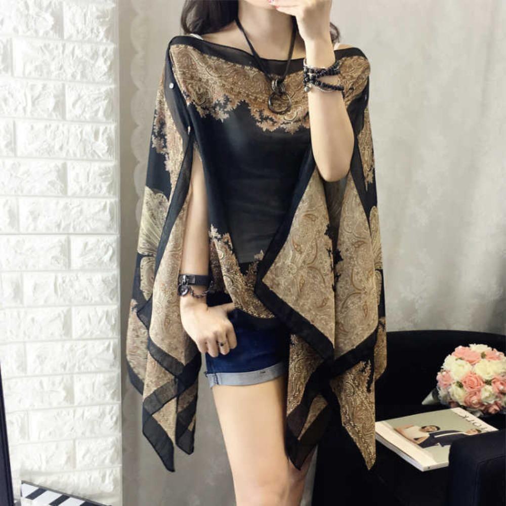 Breathable Beach Shawl Luxury Bikini Cover Tops New Chiffon Blouse  Summer