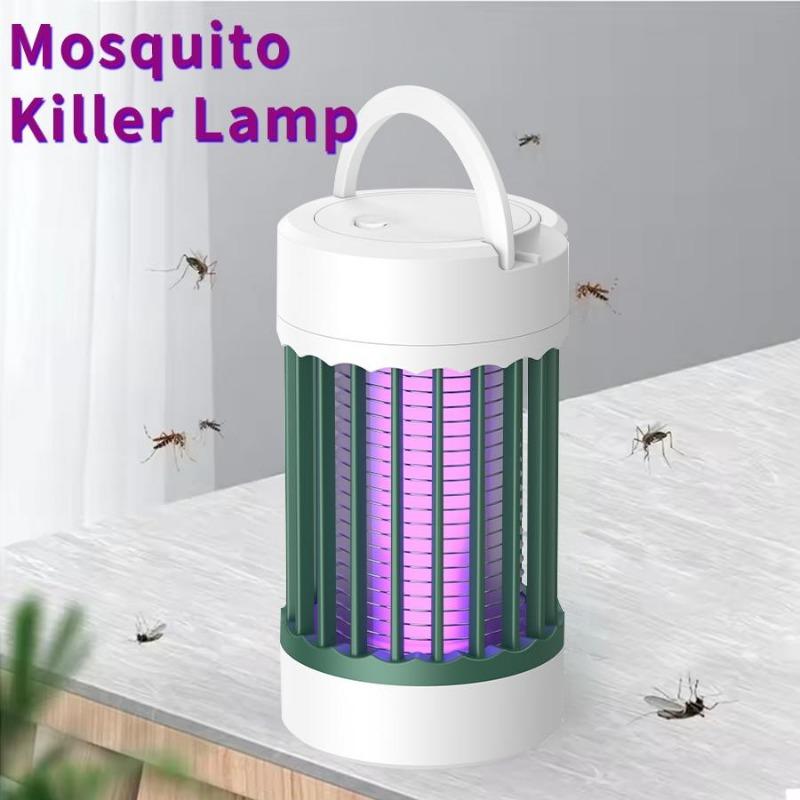 Lampă portabilă electrică anti-țânțari, reîncărcabilă USB, lumină UV, ucigaș de insecte de interior/exterior pentru camping sau casă cu lumină de noapte