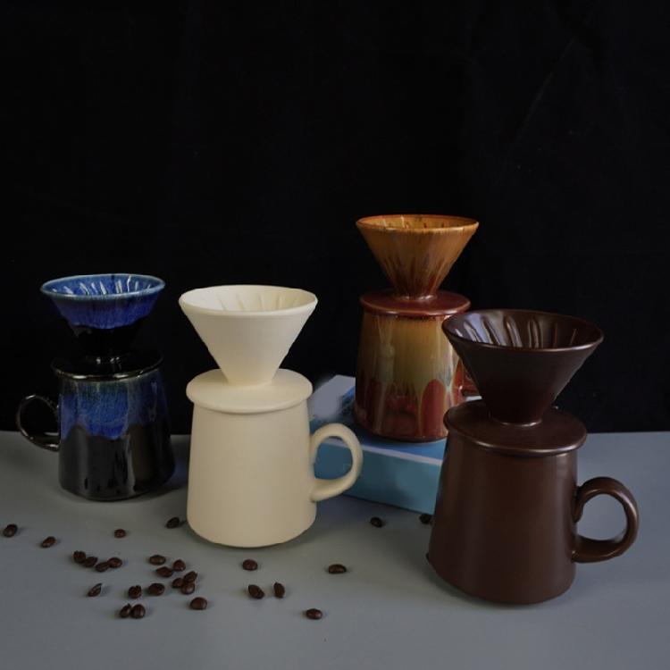 Stylish Ceramic V 60 Pouring Over Coffee Set 460ml Home Brewing Coffee Set Produced For Even Extraction And Easy Cleaning
