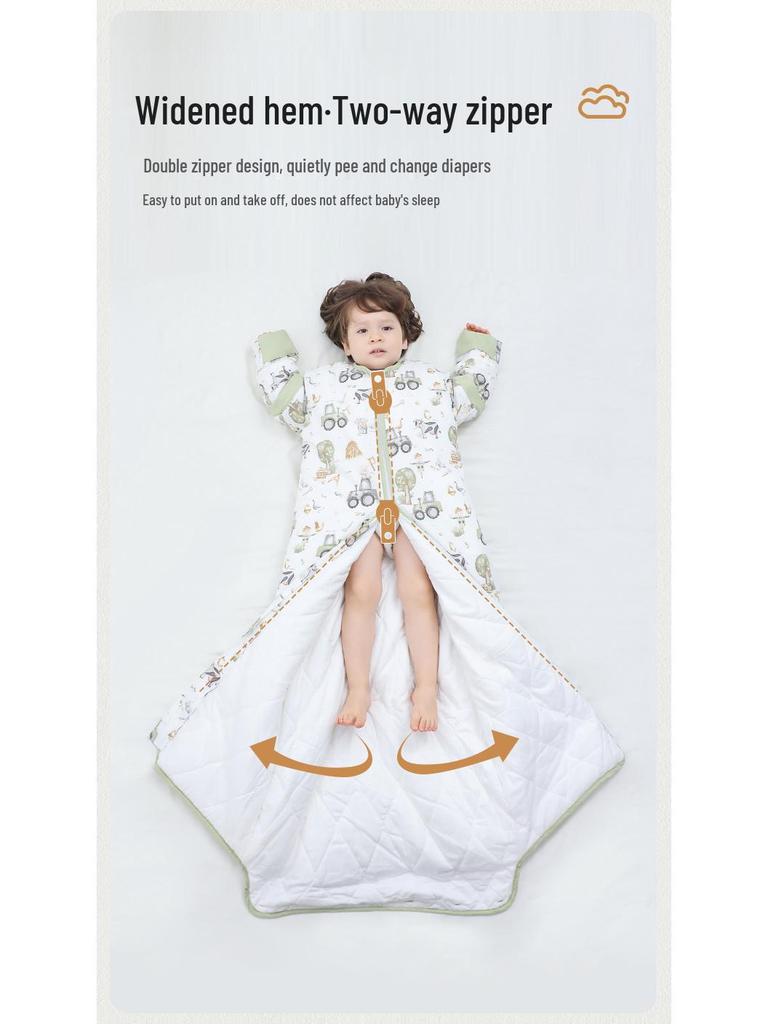 Adjustable Thickened Anti-Kick All-Cotton Baby Sleeping Bag for All Seasons