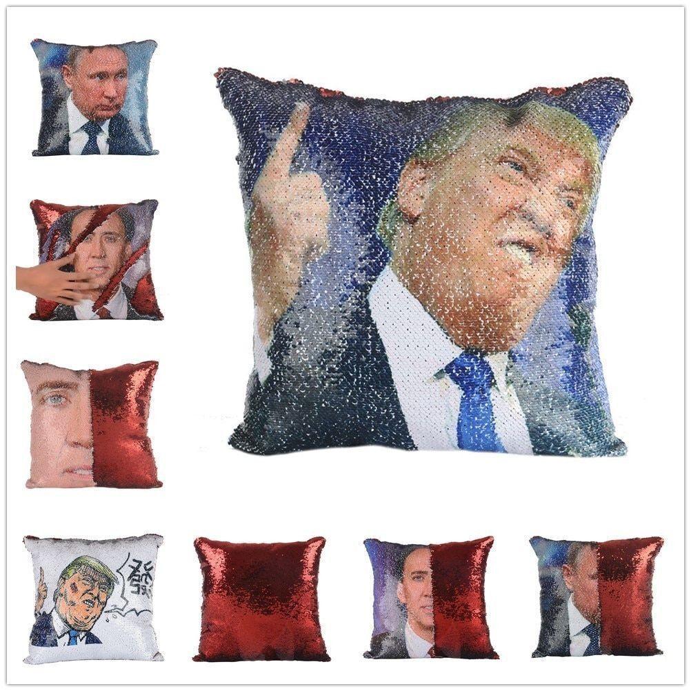 Nicolas Changing Pillow Cage Donald Trump Vladimir Putin Mermaid Cushion Cover