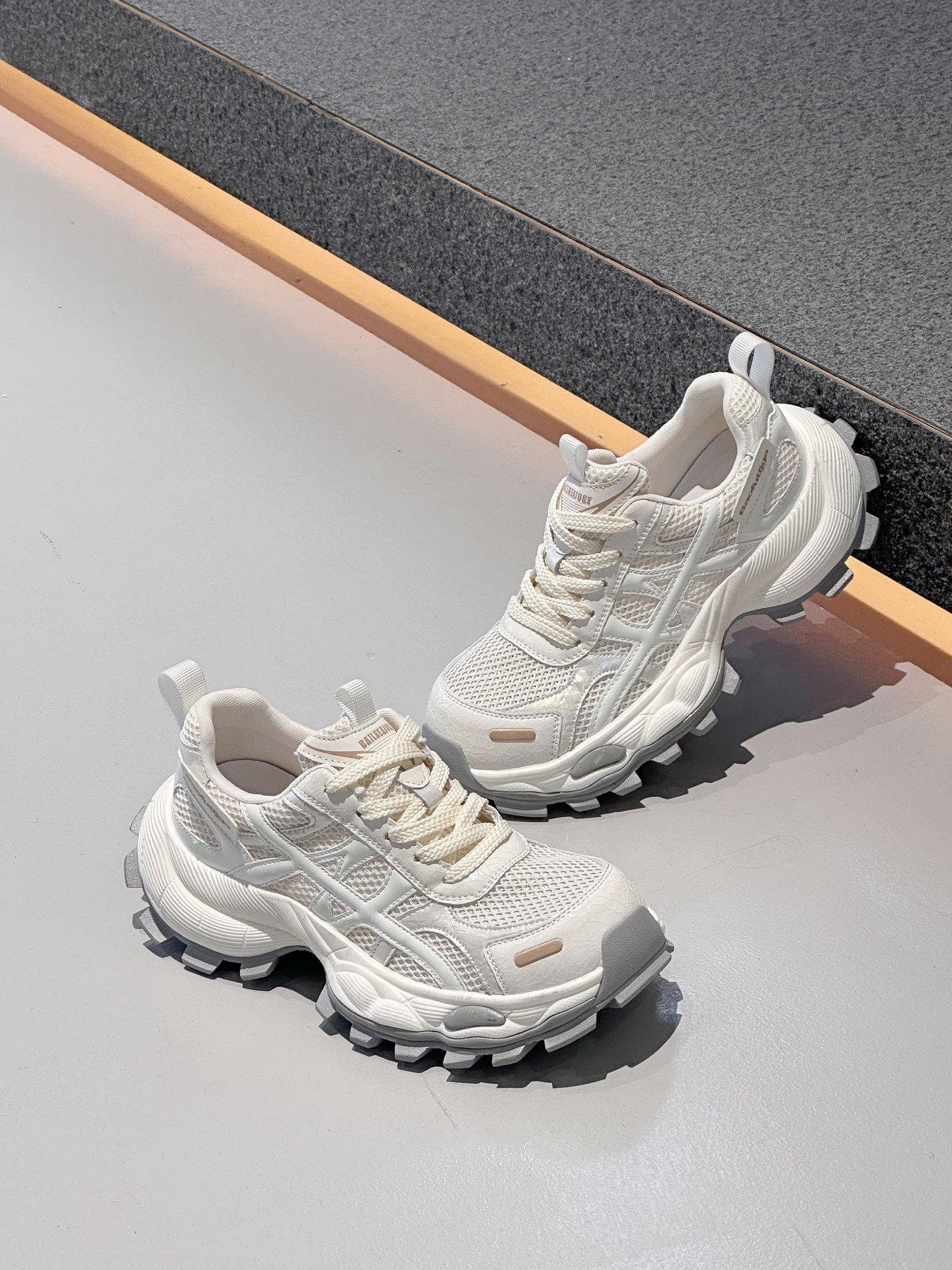 

Leather mesh breathable dad shoes women s summer versatile casual sports shoes ultra-light thick sole 35 бежевый