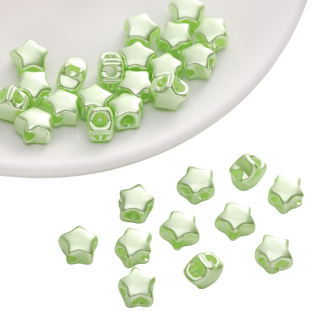 

Acrylic Pearl Five-star Four-way Beads For DIY Necklace Bracelet Earrings Jewelry Making Craft Accessories 9x8mm 10pcs зелёный