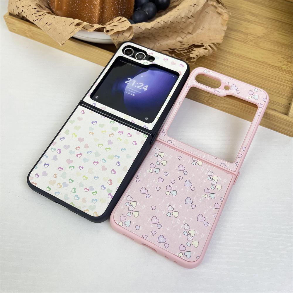 Cute Cartoon Love Heart Case for Samsung Galaxy Z Flip 6 4 3 Glitter Ultra Slim Shockproof Ins Korean Cover for Samsung Flip6