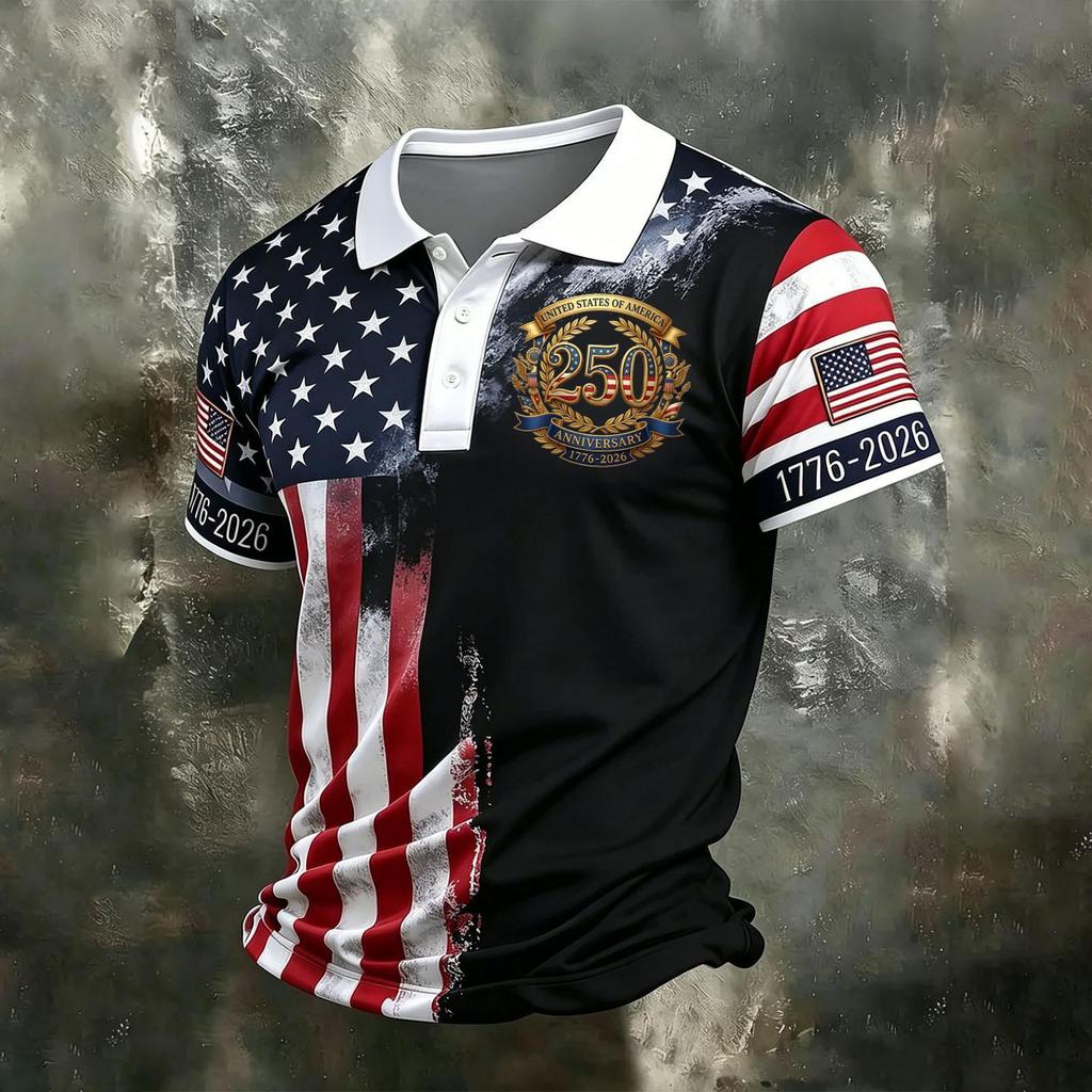 Men's Casual Quick Dry Mesh Golf Polo Shirt Short Sleeve Moisture Wicking Lightweight Breathable Letter Print Top for Outdoor Sports Activities