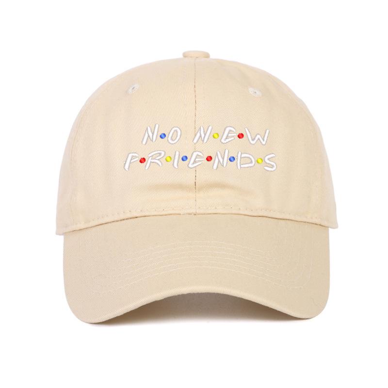 Korean Style 'No New Friends' Embroidered Unisex Baseball Cap with Sun Visor