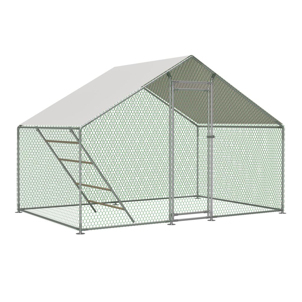 Con Escalera: Gallinero 3x2m incl. Cerradura de Seguridad, Cubierta Impermeable UV y Tubos Reforzados de 1 mm. Ideal para Gallinas, Palomas, Patos.