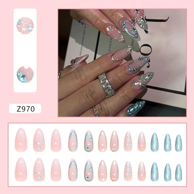 

Съемный ноготь с цветной акварелью, прозрачный ноготь, трехмерный ноготь, накладное сверло для ногтей, 24 шт.