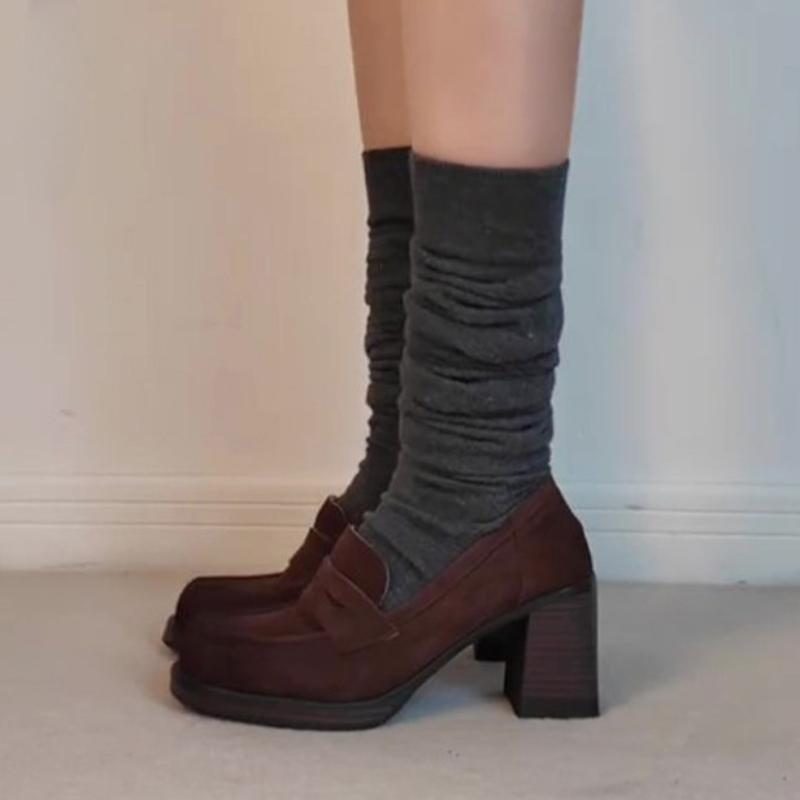 Chaussures Mary Jane Plateforme Talon Épais Bout Carré Vintage pour Femmes Chaussures de Ville Élégantes à Enfiler pour Dames Escarpins pour Dames Printemps 2026