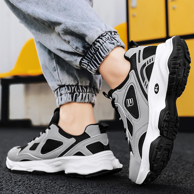 Men's Casual Sports Shoes Thick Sole Summer New Breathable Soft Sole Non-slip Comfort Outdoor Running Shoe Fashion Mesh Sneakers