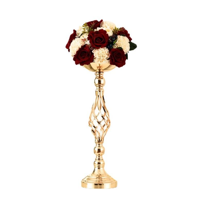 Cross-border dining table candlestick ornaments golden iron vase twist candlestick wedding flowerware wedding props