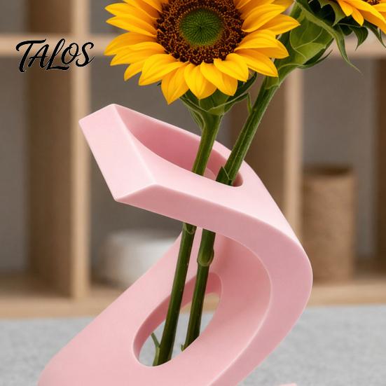 Small Table Sculpture 3D Printed Curved Flower Arrangement Stand, Minimalist Holder Ornament, Detailed Craft Statue Creative Artistic Decoration