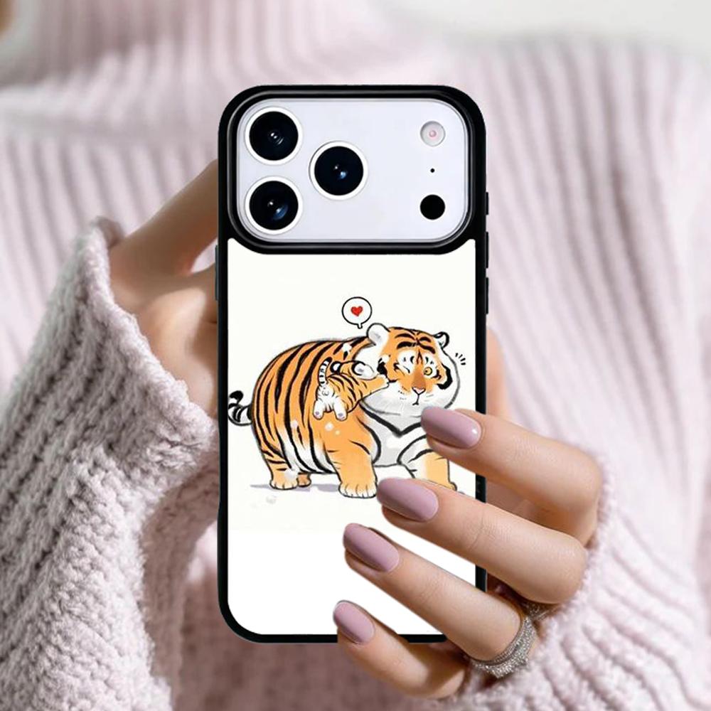 fat tiger Cartoon Funny Phone Case For Apple iPhone 17 Air 16E 15 14 Plus 13 12 11 Pro Max Mini Funda Cover