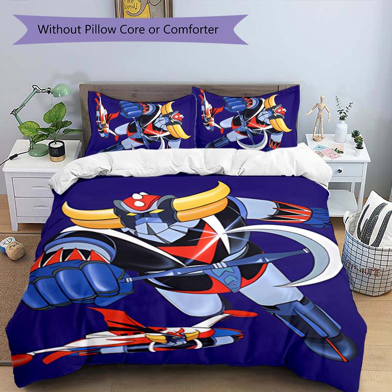 3pcs UFO Robo Grendizer2 pattern bedding set duvet cover set includes duvet cover &pillowcases, perfect all season bedroom decoration & gift