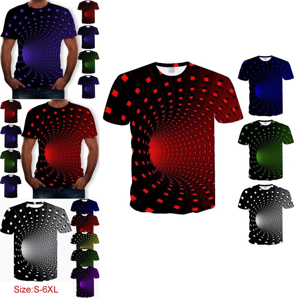 Stylish 3d Printing Round Neck Short Sleeve Shirt For Men In Soft Breathable Fabric