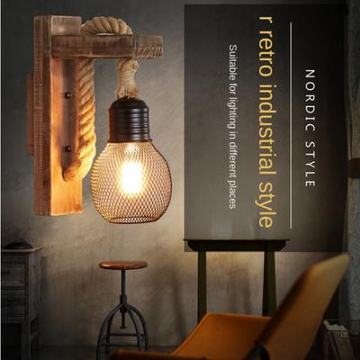Vintage Przemysłowa Lampa Ścienna Styl Amerykański Rdza Kinkiety Retro Loft Drewniana Lampa Restauracja Kawiarnia Bar Kinkiet Ścienny Dekoracja Domu