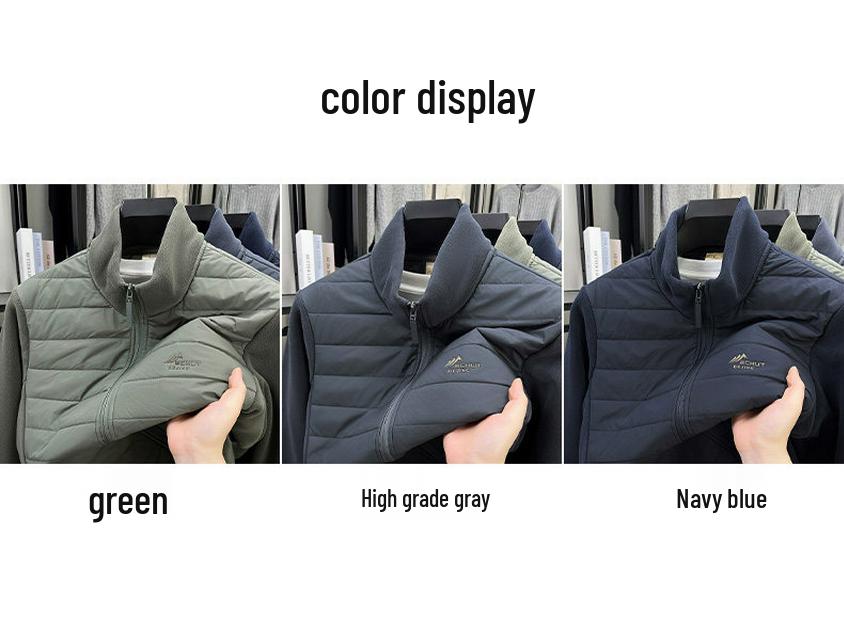 Men's Velvet Patchwork Jacket - Autumn/Winter Lightweight Cotton with Stand Collar, Wool Berber Fleece, Casual Fashion