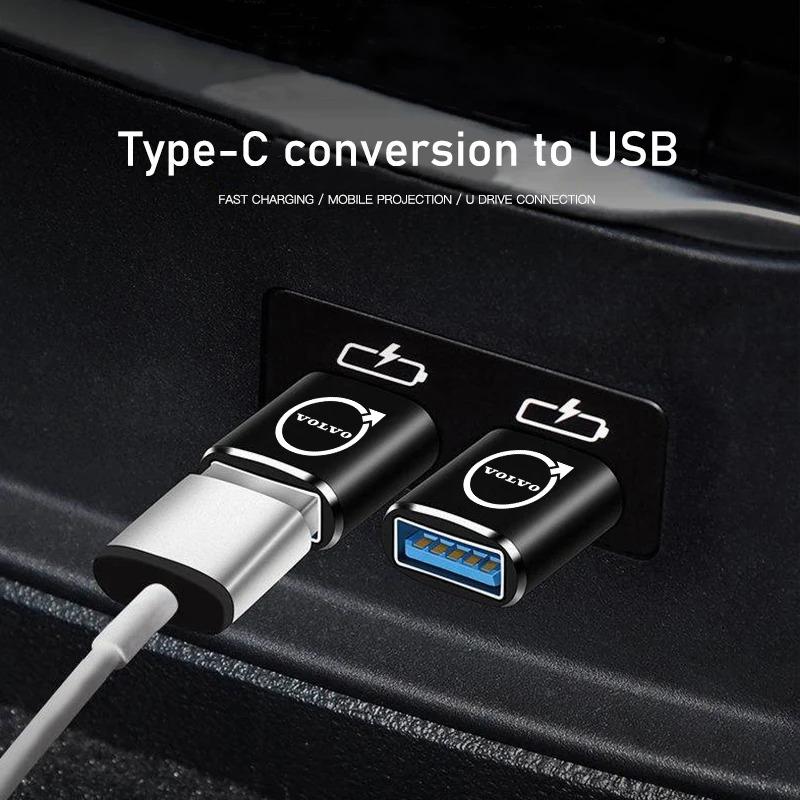 Adapter Kabel Ładowarki Samochodowej Konwerter Portu USB na Typ C Dla Volvo XC90 V90 V60 XC60 V40 S80 S60 S90 C40 XC40 V70 XC70 C30 C70