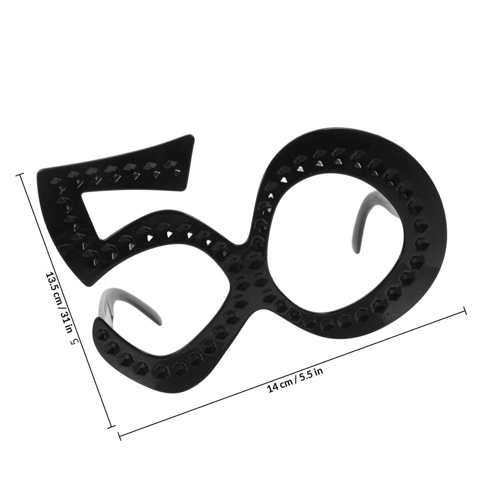 6Pcs 50Th Birthday Party Glasses Metallic Photo Booth Props Golden Rhinestone Funny Eyewear 50Th Birthday Celebration Glasses чёрный